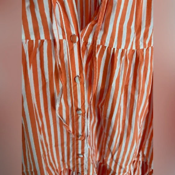 Olivia James The Label Ro Dress in Orange Tiered Stripe Mini Dress Size Small - Picture 3 of 7